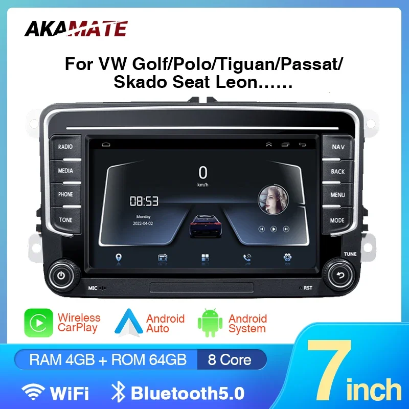 Auto Radio Android 13.0 for Volkswagen VW Passat B6 B7 CC Tiguan Touran GOLF - £126.07 GBP+