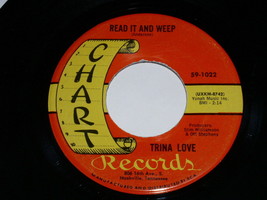 Trina Love Read It And Weep Don&#39;t Let Your Big Mouth 45 Rpm Record Chart Label - £129.83 GBP