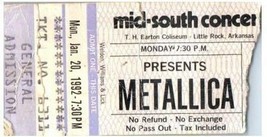 Vintage Metallica Ticket Stumpf Januar 20 1992 Little Rock Arkansas - £57.60 GBP