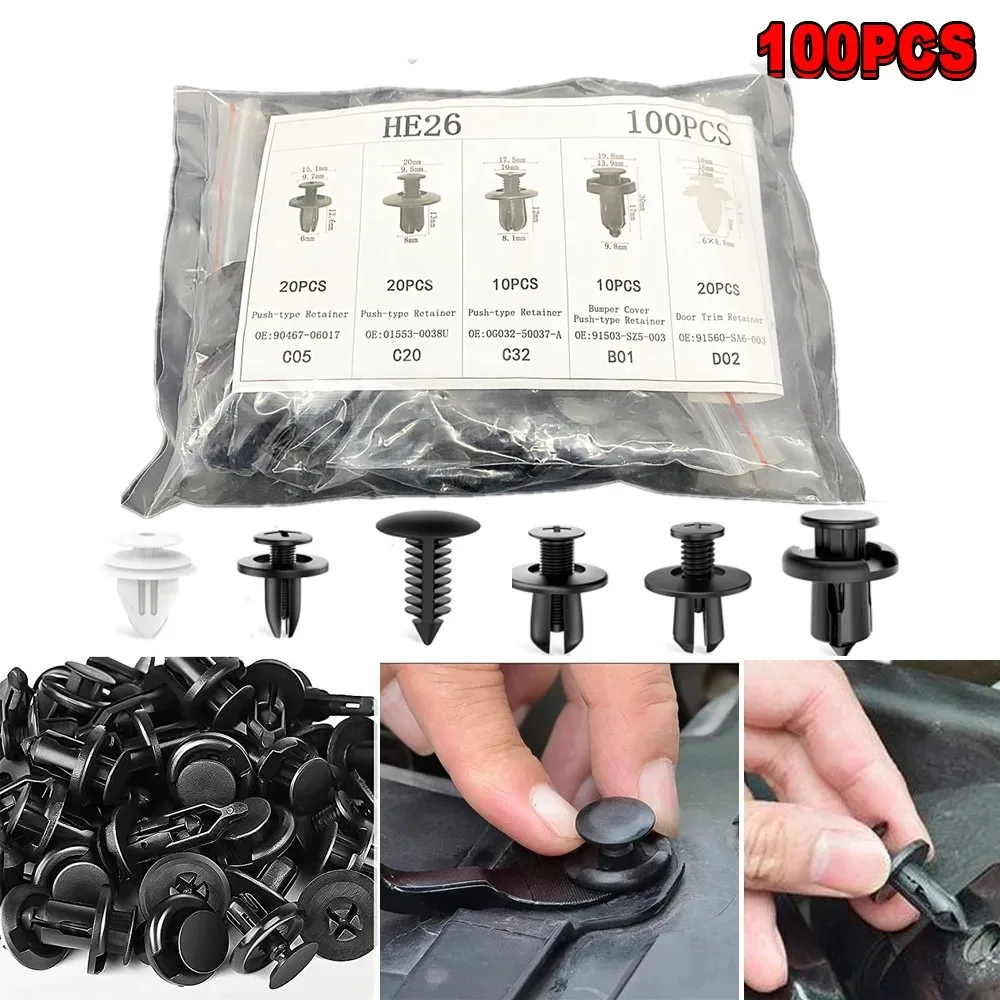 100pcs/50pc Universal Auto Fastener Clip Car Bumper Clips Fender Plastic Clip - £8.44 GBP+