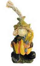 Fall Thanksgiving 7&quot; Resin &amp; Straw Scarecrow Figurine Pumpkin Body Decor  - $14.73