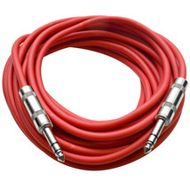 SEISMIC AUDIO - Red 1/4&quot; TRS 25&#39; Patch Cable - Balanced - Effects, EQ, M... - £30.36 GBP