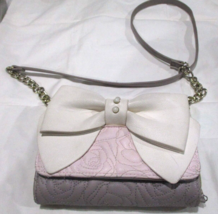 Nice Betsey Johnson Pink &amp; Gray W/Bow Organizer Shoulder Bag - £11.87 GBP