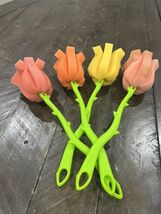 Vintage  Rose Flower  Dish Wand Sponge Petals Brush Cleaner - $19.79