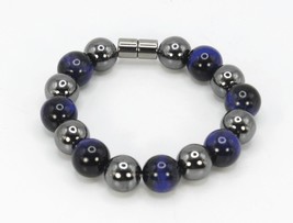 Hematite and Blue Tiger&#39;s Eye Bracelet - The Emblem of Confidence and In... - £25.06 GBP