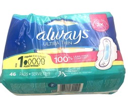 Always Ultra Thin Daytime Pads with Wings Regular Unscented 46PK Size 1 - £6.28 GBP