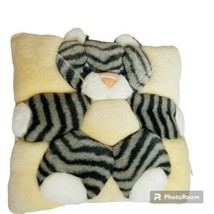 Vintage TWIE Grey Tabby Cat Plush Animal Square Pillow Angel Toy Corp 1998 - £8.64 GBP