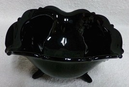 Mt Pleasant Black Amethyst 3 Toe Footed Mayonnaise Bowl Daisy Flower Smi... - £24.12 GBP