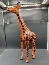 Large Leather Wrapped Giraffe 20&quot; Giraffe Safari Animal Decor - $24.19