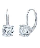 2CT Lab-Created Diamond Drop Dangle Leverback Earrings 14k White Gold Si... - £168.74 GBP