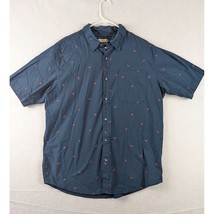 Magellan Outdoors Blue Button Up Shirt Red Lobsters Short Sleeve Size L - £15.56 GBP