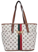 Striped Queen Bee Monogram Tote Bag - £48.58 GBP