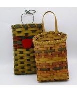 Hand Woven Wicker Baskets Set of 2 Hanging Metal Apple 11 and 12&quot; - $124.79 MXN