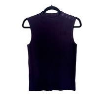 TALBOTS PETITES Size Small Petite SP Navy Blue Ribbed Sleeveless Mock Ne... - $17.99