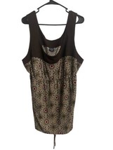 Faded Glory Knit Tank Top Womens Plus Size 4X Brown Floral Jersey Ties in back - £7.82 GBP