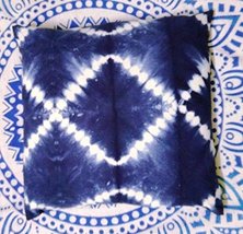 Traditional Jaipur Indigo Pillow, Tie Dye Cushions 16x16, Outdoor Cushio... - $9.99