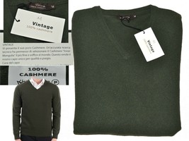 100% CASHMERE Men&#39;s sweater Size M Italian brand: VINTAGE VI01 T1G - £103.79 GBP