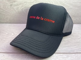 New Creme De La Creme Black Red Hat 5 Panel High Crown Trucker Snapback Vintage - £14.00 GBP