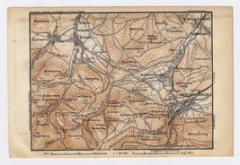 1897 Antique Map Of Vicinity Of Friedrichroda Kabarz Thuringia Thüringen Germany - £14.65 GBP