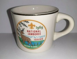 VTG Boy Scouts Coffee MUG National Jamboree 1969 Idaho ELK Gold Rim BSA - £9.41 GBP
