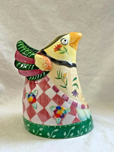 Ceramic Fitz and Floyd Essentials Gypsy Chick&#39;s Vase Flower Holder Bird Floral  - £23.93 GBP