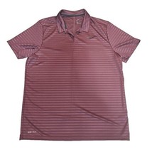Nike Polo Shirt Maroon Striped Short Sleeve Dri-Fit Mens XL Golf Game Time - $17.77