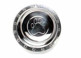 MPP Pawprint Embossed Dog Bowls Stainless Steel Pet Dishes Extra Wide Rim Pick S - £8.12 GBP+