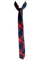 Vintage Plaid Wool Skinny Necktie Made In The Amanas Blue Red Green - £15.01 GBP