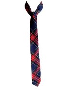 Vintage Plaid Wool Skinny Necktie Made In The Amanas Blue Red Green - £15.13 GBP
