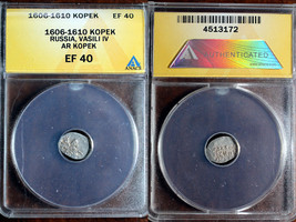 1606-1610 Russia Silver Wire Kopek Vasili IV ANACS EF40! - $249.99