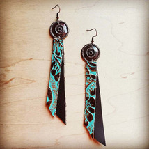 Leather Rectangle Earrings in Cowboy Turquoie - £25.11 GBP