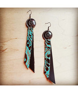 Leather Rectangle Earrings in Cowboy Turquoie - £25.22 GBP