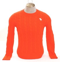 Abercrombie &amp; Fitch Orange Crew Neck Cable Knit Sweater Marked Tag Men&#39;s... - £54.72 GBP