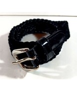 Vintage Little GIRLS FAUX SUEDE/FLOCKED BRAIDED BLACK BELT With Gold Ton... - $9.49