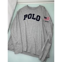 Polo Ralph Lauren Men T Shirt American Flag Patch USA Long Sleeve Gray L... - £27.19 GBP