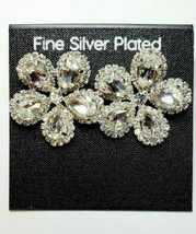 Silver Plated Special Occasion Earrings Cubic Zirconia&#39;s Big Flowers    #79 - £16.10 GBP