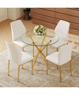 Modern Luxe Dining Set: Glass Top &amp; Gold Chairs - $642.73 CAD