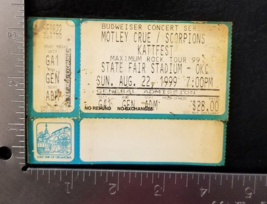 Motley Crue / Scorpions - Vintage Aug 22, 1999 Kattfest Concert Ticket Stub - £7.99 GBP