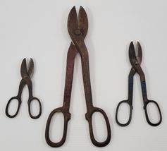 *J3) Vintage Mixed Lot of 3 Shears Metal Tin Snips Scissors Pexto Blue Bird - $19.79