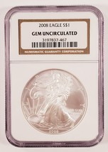 2008 Argent American Eagle Classé Par NGC Comme Gem Hors-Circulation - $76.36