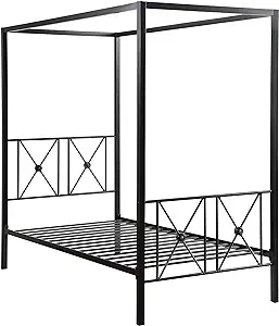 Homelegance Rapa Metal Canopy Bed, Twin, Black - £287.77 GBP