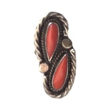 Vintage Navajo Red Coral Ring Sterling Silver 925 Sz 6.5 Native American  - £117.47 GBP