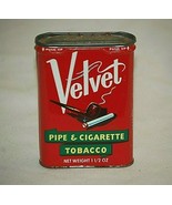 Vintage Velvet Pipe Cigarette Tobacco Red Litho Pocket Tin Can Canister ... - £7.78 GBP