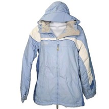 Columbia Winter Ski Jacket Women S Blue White Grey Fleece Lined Hooded - $29.69