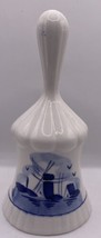 Vtg Delft Blue  Ceramic Bell Windmill Scene Blue White 5.5” - £11.79 GBP