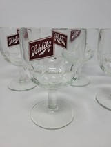 Schlitz Milwaukee Beer Glass Set of 4 Vintage 1960s Thumbprint Stemmed Goblet - £19.62 GBP