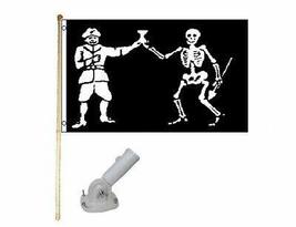 5&#39; Wooden Flag Pole Kit W/Nylon White Bracket 3x5 Pirate Bart Roberts Po... - £27.84 GBP