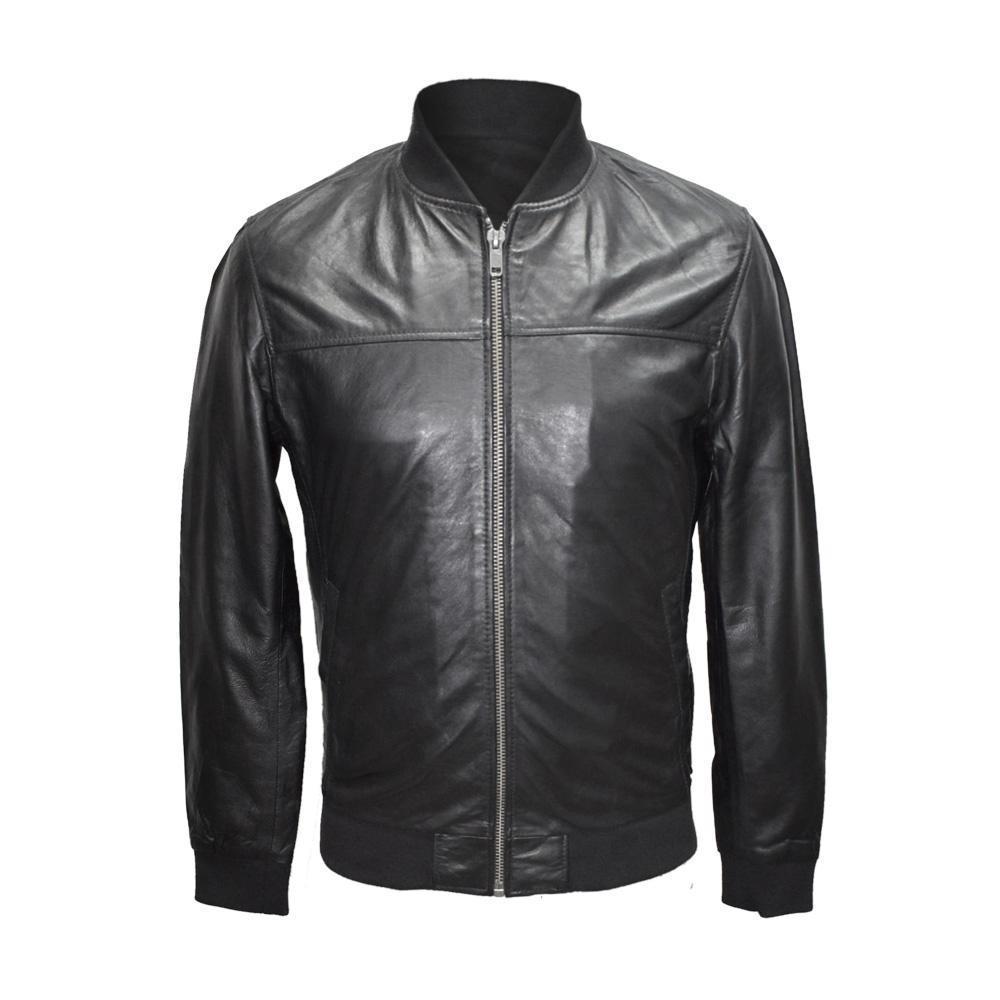 Men black Lambskin leather jacket, Classic Mens Fashion biker leather jacket 201
