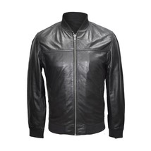 Men black Lambskin leather jacket, Classic Mens Fashion biker leather jacket 201 - £115.80 GBP