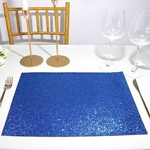 6 Royal Blue 16&quot;&quot; Rectangle Glittered Faux Leather Placemats Party Decorations G - £16.96 GBP